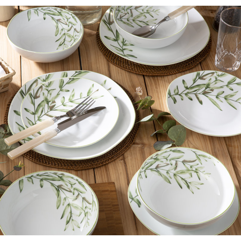 Waterside Porcelain China Dinnerware Set of 12 Wayfair.co.uk